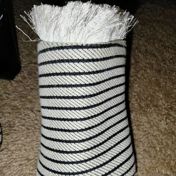 Gianni Bini (Size 9.5M) Frayed Striped Pattern Slipon Peep Toe Mule Chunky Heels - Picture 5 of 13